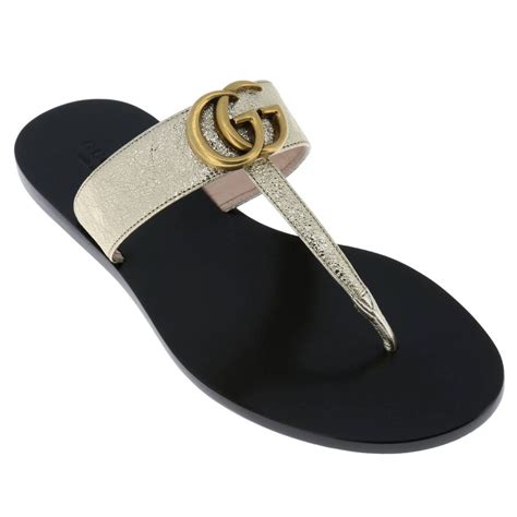 gucci sandalen damen gold|Gucci sandals.